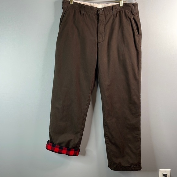 Denver Hayes Mens Brown Flannel Lined Pants Double Layer Insulated Buffalo 36x30 - Picture 2 of 10